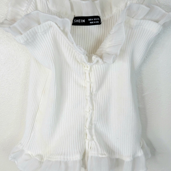 Shein, Womens's White Lace,  Sleeveless Tank Top, Size Medium - Picture 4 of 12